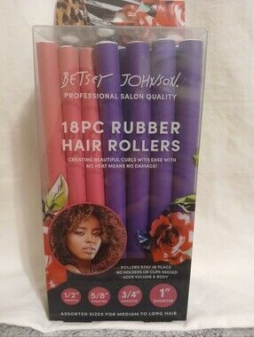 NIB Betsey Johnson Pink and Purple Rubber Hair Rollers - 18pc Set